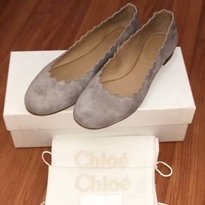 Chloe Lauren Suede Scalloped Ballet Flats